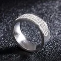 Bague style Shamballa en acier inoxydable 316L de 8mm avec trois rangées de cristaux - Taille 6 / Argenté
