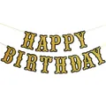 Χρυσό πανό Happy Birthday με γκλίτερ για πολύ λαμπερή διακόσμηση πάρτι γενεθλίων - Χρυσό Γενεθλίων