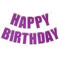 Μωβ γκλίτερ γιρλάντα Happy Birthday για εορταστικές διακοσμήσεις πάρτι και γενεθλίων - Μωβ Χαρτί Με Γκλίτερ