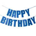 Bannière de lettres Happy Birthday bleu foncé pailleté pour décoration de fête d'anniversaire - Bleu Foncé Pailleté