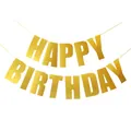Banderole de lettres Happy Birthday à paillettes dorées pour décoration murale de fête - Or