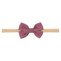 Diadema de nailon para bebé con lazo de fita grosgrain color malva para niñas pequeñas - Rosa empolvado