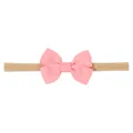 Diadema elástica de nylon para bebé con un lazo rosa de cinta de grano grueso - Rosa