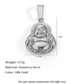 Stainless steel Maitreya Buddha pendant necklace with size and material details. - FG02-Large Maitreya Buddha / Steel