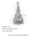 Detailed stainless steel Buddha Guanyin pendant with dimensions 27.7mm and 15.6mm - FG04-Guanyin / Steel