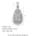 Stainless steel Guanyin Buddha pendant with silver finish for Chinese style jewelry - FG06-Guanyin Statue / Steel