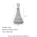 Stainless steel Guan Yin Buddha pendant with dimensions and weight details - FG07-Buddha / Steel