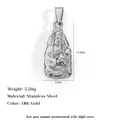 Stainless steel Guanyin Buddha pendant with 27.6mm height and 13mm width - FG08-Guanyin with Child / Steel