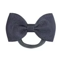 Premium dark grey 1.7-inch grosgrain ribbon bow on nylon elastic hair tie for kids - Dark Gray (077)