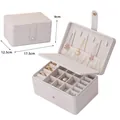 Premium dubbellaagse sieradendoos in crèmewit leer, afmeting 17,5 x 12,5 x 9 cm - 17.5*12.5*9cm / Wit