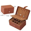 Draagbare bruine dubbellaagse sieradendoos met vakken, afmeting 17,5x12,5x9 cm - 17.5*12.5*9cm / Bruin