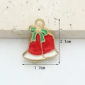 Charm cloches de Noël émaillées rouge et blanc avec nœud vert accessoire bijoux DIY - Double Cloches Rouges (1.7CM×2.1CM)