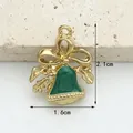 Elegant green enamel Christmas bell charm in gold alloy for DIY jewelry, size 2.1x1.6cm - Green Bell (1.6CM×2CM)