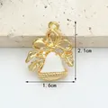 Gold-plated Christmas bell jewelry charm with white enamel and holly leaf detail - White Bell (1.6CM×2CM)