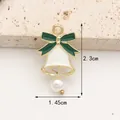 Christmas bell jewelry charm with green bow and pearl detail for DIY handmade projects - White Bell with Artificial Pearl (1.5CM×2.3CM)