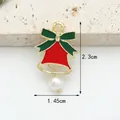 Christmas bell enamel charm with pearl, 2.3cm x 1.45cm gold-plated alloy DIY accessory - Red Bell with Artificial Pearl (1.5CM×2.3CM)