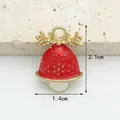 Red enamel Christmas bell pendant with golden antlers for DIY jewelry making 2.1cm - Bell (1.4CM×2.1CM)