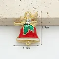 Christmas bell enamel pendant with gold bow and crystal detail for DIY jewelry making - Bell (1.3CM×1.9CM)