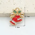 Detailed Christmas bell alloy charm with red enamel and sparkling rhinestones for DIY jewelry - Double Bells (1.5CM×2CM)