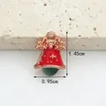 Red and green enamel Christmas bell charm in rose gold alloy for DIY jewelry making - Small Bell (0.95CM×1.45CM)