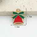 Festive Christmas red enamel bell charm with green bow for DIY jewelry making, 1.5x1.7cm - Red Bell without Artificial Pearl (1.5CM×1.7CM)