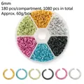 Set of 1080 colorful 6mm metal open jump rings in 6 assorted colors for DIY jewelry - Box 22 - Six Color Jump Rings (Blue Tones)