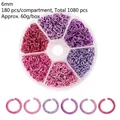 Set of 6 colors metal jump rings for DIY jewelry making 1080pcs 6mm round links - Box 24 - Six Color Jump Rings (Pink & Purple Tones)