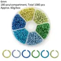 Assorted 6-color metal jump rings set for DIY jewelry making in a plastic storage box - Box 25 - Six Color Jump Rings (Green & Blue Tones)