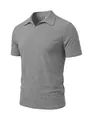 Classic men's grey ribbed short sleeve polo shirt with breathable textured fabric - Marl Grey