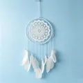 Handmade white lace dreamcatcher with soft goose feathers and beads for boho home decor - White Style (MS0145R-20CM Circle)