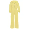 Komfortables Damen zweiteiliges Set in Hellgelb mit Kapuzenjacke und lockerer Hose - XL / Gelb