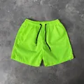 Short de plage décontracté d'été pour hommes en vert fluo avec cordon de serrage - M / Bottoms / Vert Fluorescent