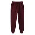 Pantalon de sport slim bordeaux pour hommes avec cordon et poignets côtelés - S / Bordeaux