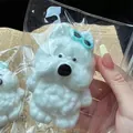 Adorable white puppy squishy stress relief toy with blue sunglasses for kids and adults - Glasses Westie Dog