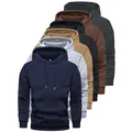 Ensemble de six sweats à capuche décontractés pour hommes en diverses couleurs unies - S / Hauts / Lot de 6 / Bleu Marine, Gris, Kaki, Noir, Marron et Gris Foncé