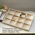12-grid beige velvet jewelry display tray for rings and bracelets on marble surface - 12-Grid Tray (Beige Velvet) / 35*24*3cm