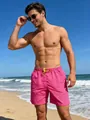 Short de plage rose vif à séchage rapide pour hommes avec cordon de serrage jaune fluo - 3XL / Bottoms / Rose Rouge (avec Doublure Filet)