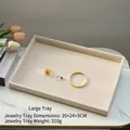 Beige velvet jewelry tray for organizing rings and bracelets, size 35x24x3cm. - Flat Tray (Beige Velvet) / 35*24*3cm
