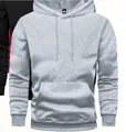 Sweat-shirt à capuche décontracté de couleur unie pour hommes en gris et noir - XS / Hauts / 1 Pièce / Gris