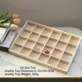 24-grid velvet jewelry display organizer tray for rings and earrings, size 35x24x3cm - 24-Grid Tray (Beige Velvet) / 35*24*3cm