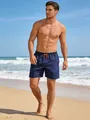 Short de bain pour homme bleu marine à séchage rapide avec cordon de serrage orange - 3XL / Bottoms / Bleu Marine (avec Doublure Filet)