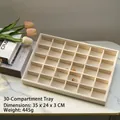 Beige velvet 30-grid jewelry storage tray for rings and earrings - 30-Grid Tray (Beige Velvet) / 35*24*3cm