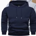 Sweat à capuche décontracté pour homme bleu marine uni avec poche kangourou et cordons - XS / Hauts / Bleu marine
