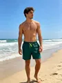 Short de plage homme vert foncé séchage rapide avec cordon jaune pour l'été - 3XL / Bottoms / Vert Foncé (avec Doublure Filet)