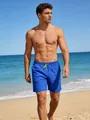 Short de bain bleu pour homme à séchage rapide avec cordon jaune pour la plage été. - 3XL / Bottoms / Bleu royal avec doublure en maille