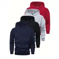 Sweats à capuche unis pour hommes en bleu marine noir gris et rouge décontracté - XS / Sweat à Capuche Uni (2) / Lot de 6 / Multicolore