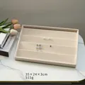 Elegant beige velvet earring display tray, 35x24x3cm jewelry storage and organizer - Tiered Earring Tray (Beige Velvet) / 35*24*3cm