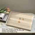 Premium beige flannel jewelry display tray for pendants and necklaces, 35x24x3cm size - Tiered Pendant Tray (Beige Velvet) / 35*24*3cm
