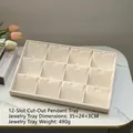 12-slot off-white velvet pendant jewelry display tray organizer for necklaces - 12-Slot Slit Pendant Tray (Beige Velvet) / 35*24*3cm