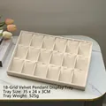 18-slot beige velvet pendant display tray for jewelry organization and storage - 18-Slot Slit Pendant Tray (Beige Velvet) / 35*24*3cm